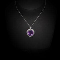 18x18mm Purple Heart Amethysts Necklace