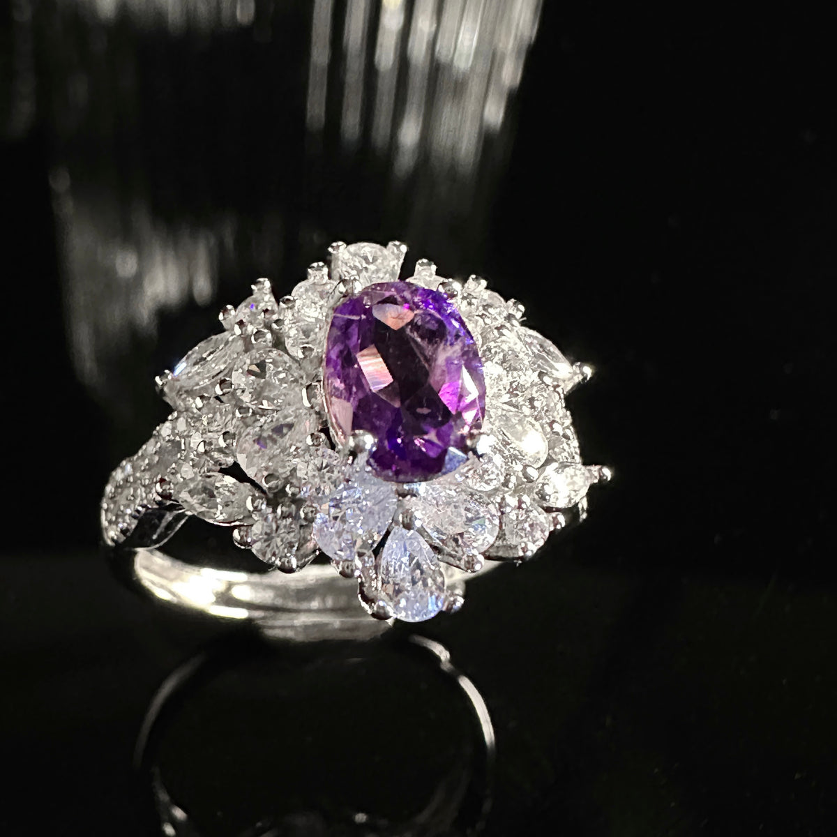 5x6.8mm Purple Oval Amethysts Ring