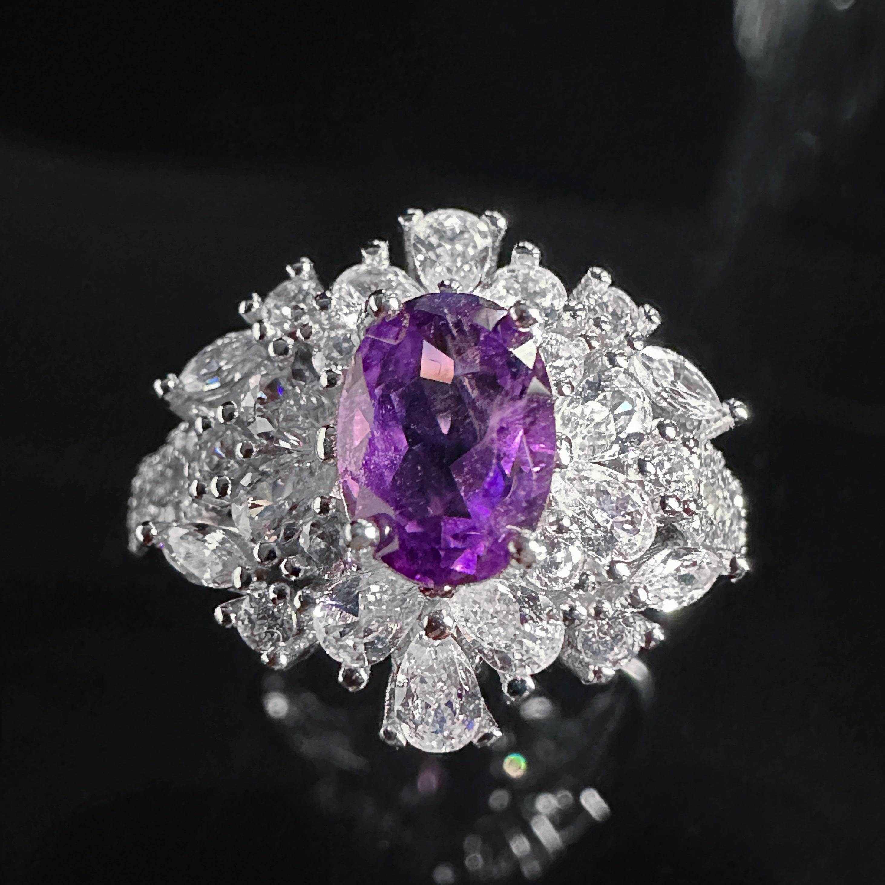 5x6.8mm Purple Oval Amethysts Ring