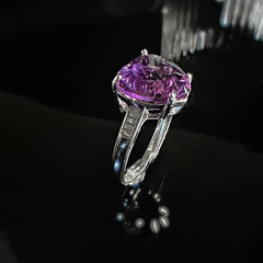 12x12mm Purple Heart Amethysts Ring