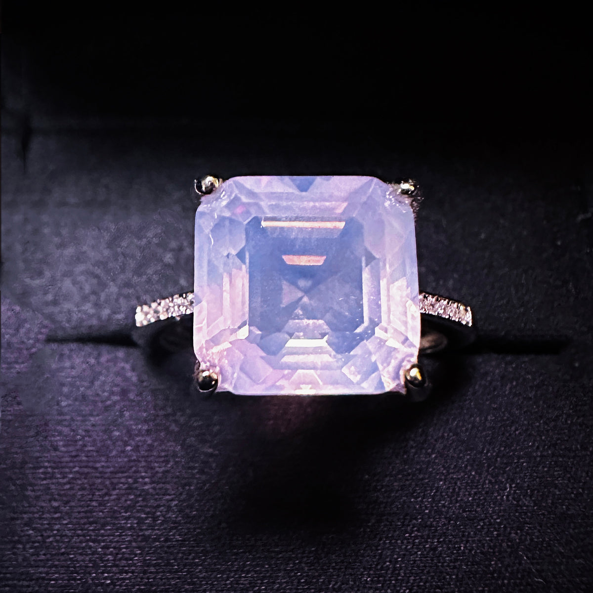 10x10mm Purple Square Amethysts Ring