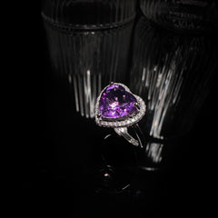 10x10mm Purple Heart Amethysts Ring