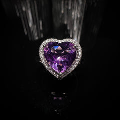 10x10mm Purple Heart Amethysts Ring