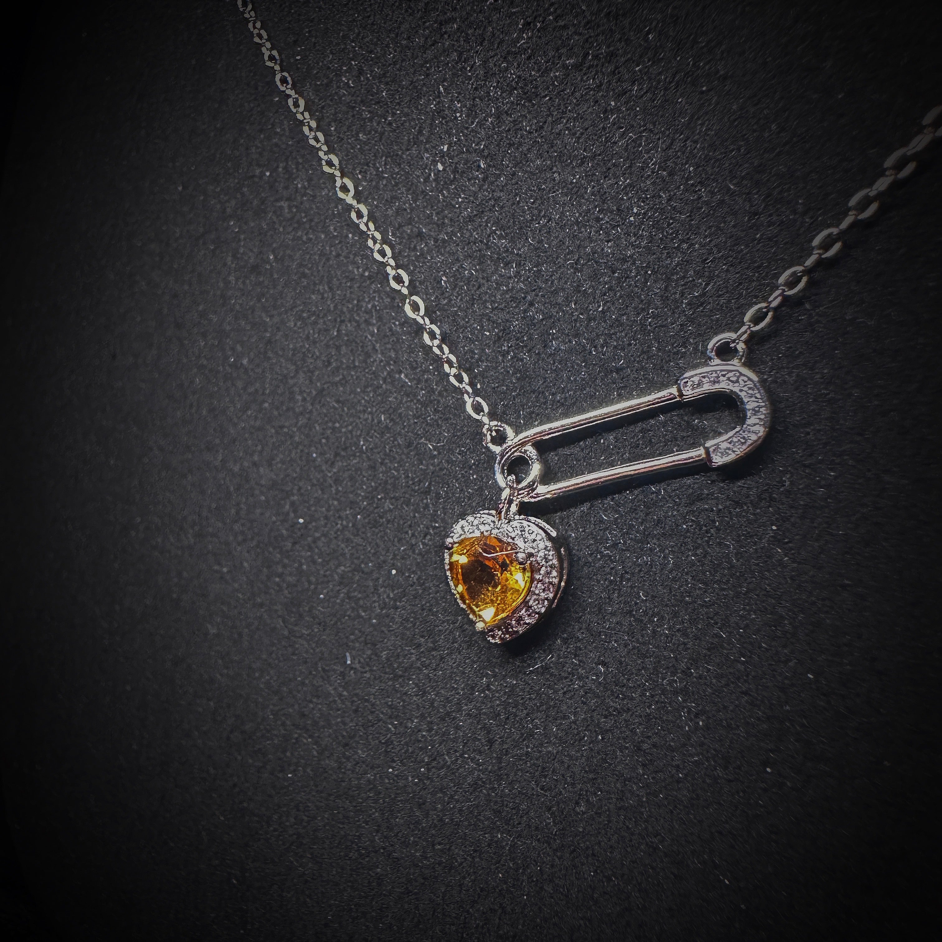 6x6mm Yellow Heart Citrine Necklace