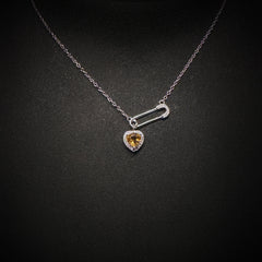 6x6mm Yellow Heart Citrine Necklace