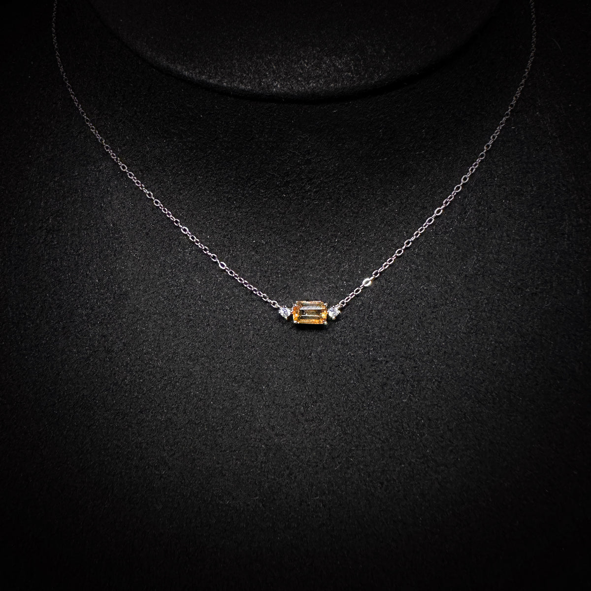 4x6mm Yellow Square Citrine Necklace