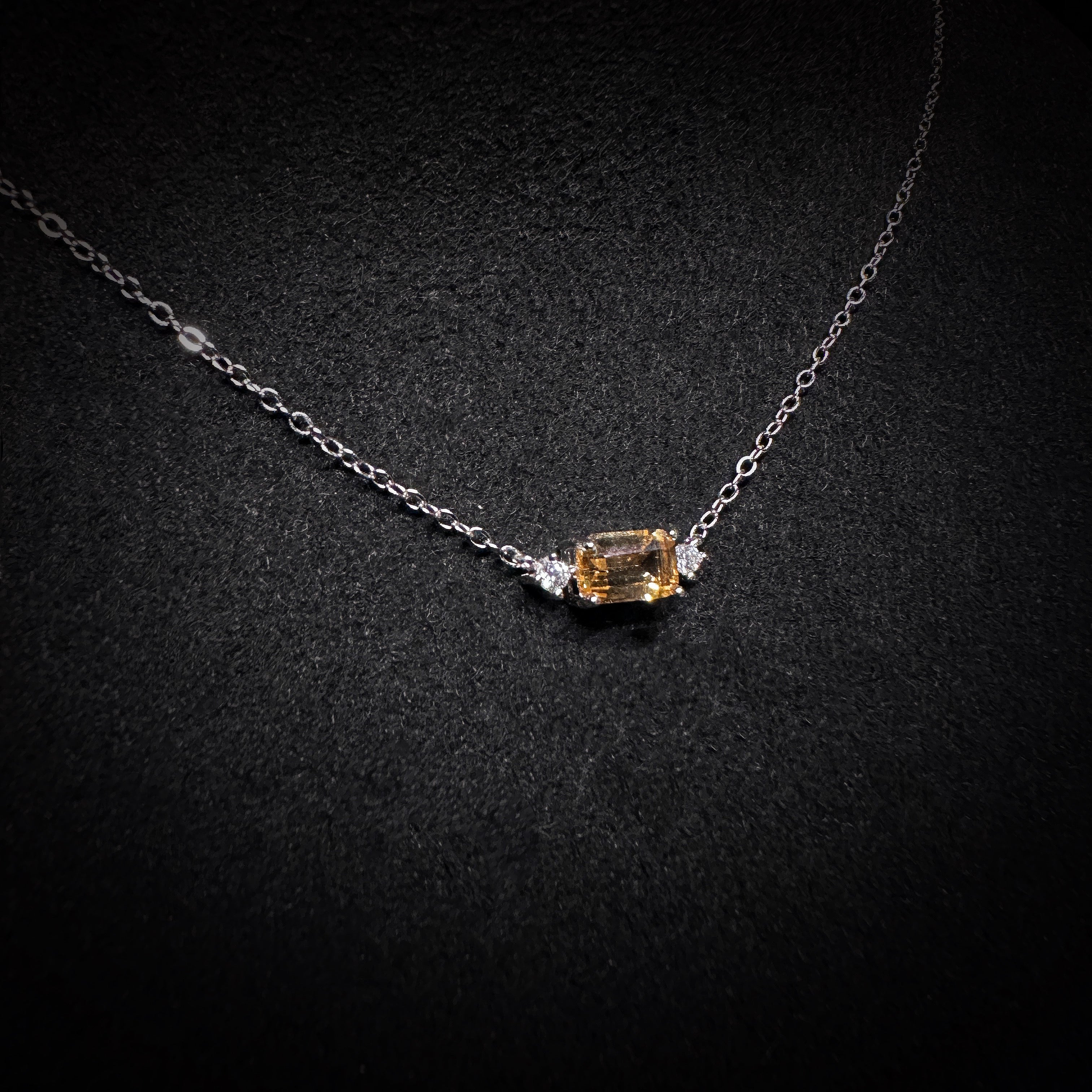 4x6mm Yellow Square Citrine Necklace