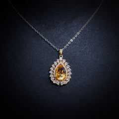 9x12mm Yellow Pear Citrine Necklace