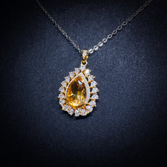 9x12mm Yellow Pear Citrine Necklace