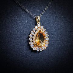 9x12mm Yellow Pear Citrine Necklace