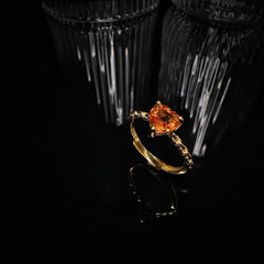 7x7mm Yellow Heart Citrine Ring