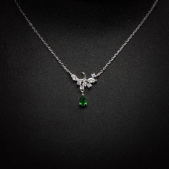 4x6mm Green Pear Diopside Necklace