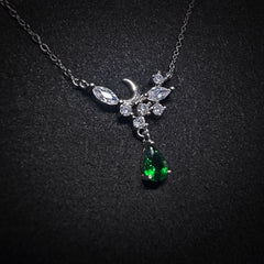 4x6mm Green Pear Diopside Necklace