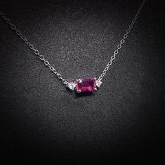 4x6mm Red Square Garnet Necklace