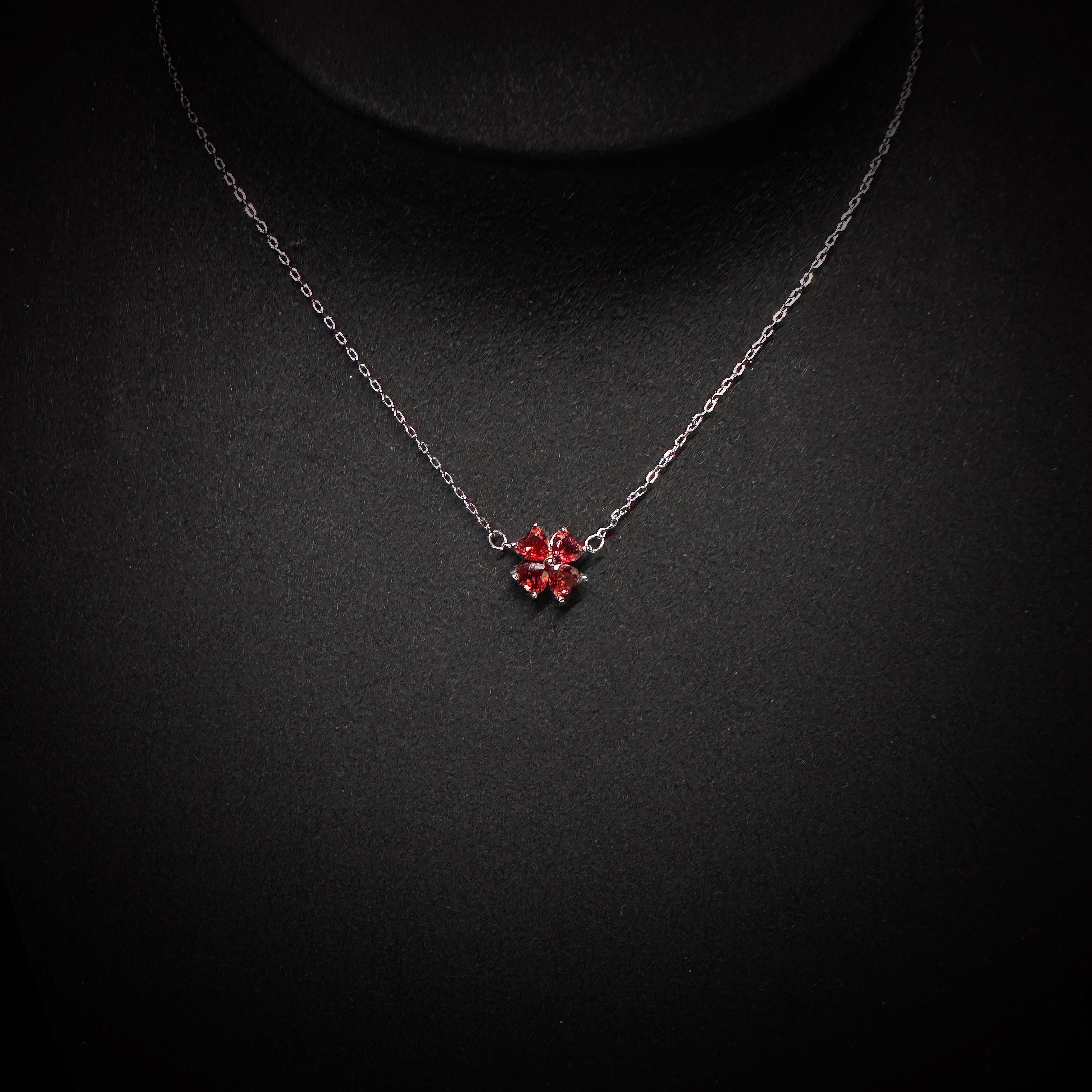 4x4mm Red Heart Garnet Necklace