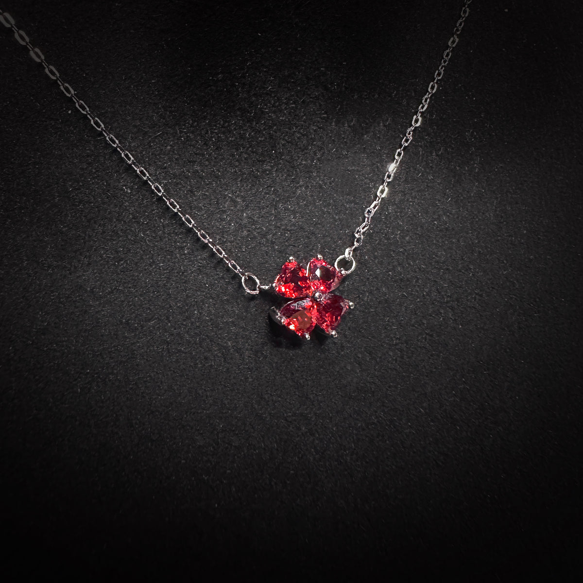 4x4mm Red Heart Garnet Necklace