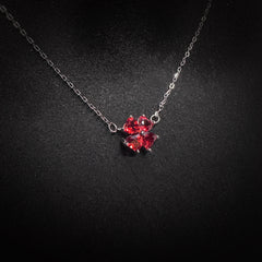 4x4mm Red Heart Garnet Necklace