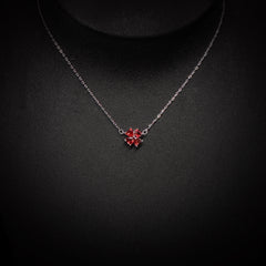 4x4mm Red Heart Garnet Necklace