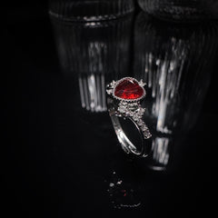 6x6mm Red Heart Garnet Ring