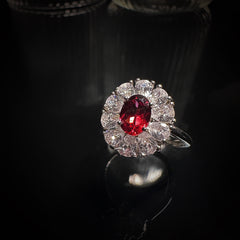 7x9mm Red Oval Garnet Ring