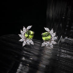 6x6mm Green Square Olivine Earrings