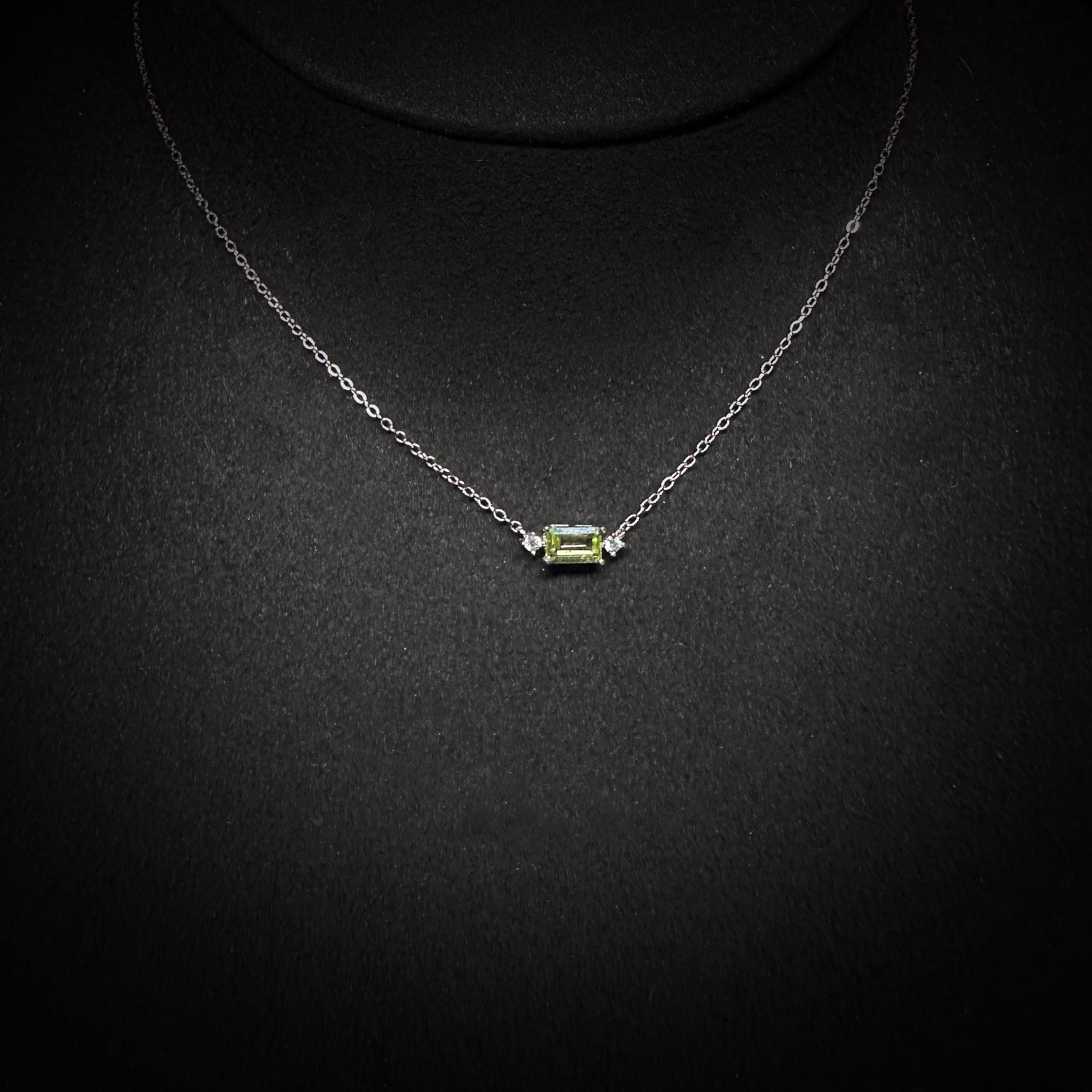 4x6mm Green Square Olivine Necklace