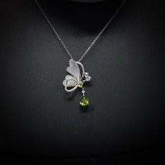 7x9mm Green Pear Olivine Necklace