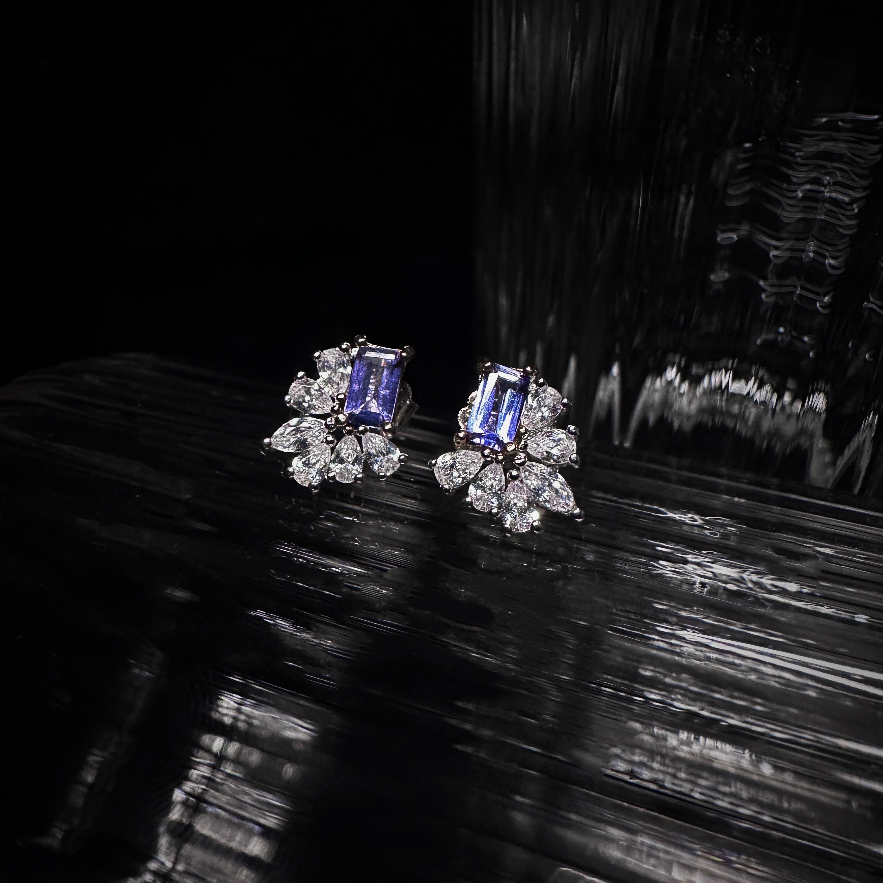 3x5mm Purple Square Tanzanite Earrings