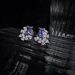 3x5mm Purple Square Tanzanite Earrings