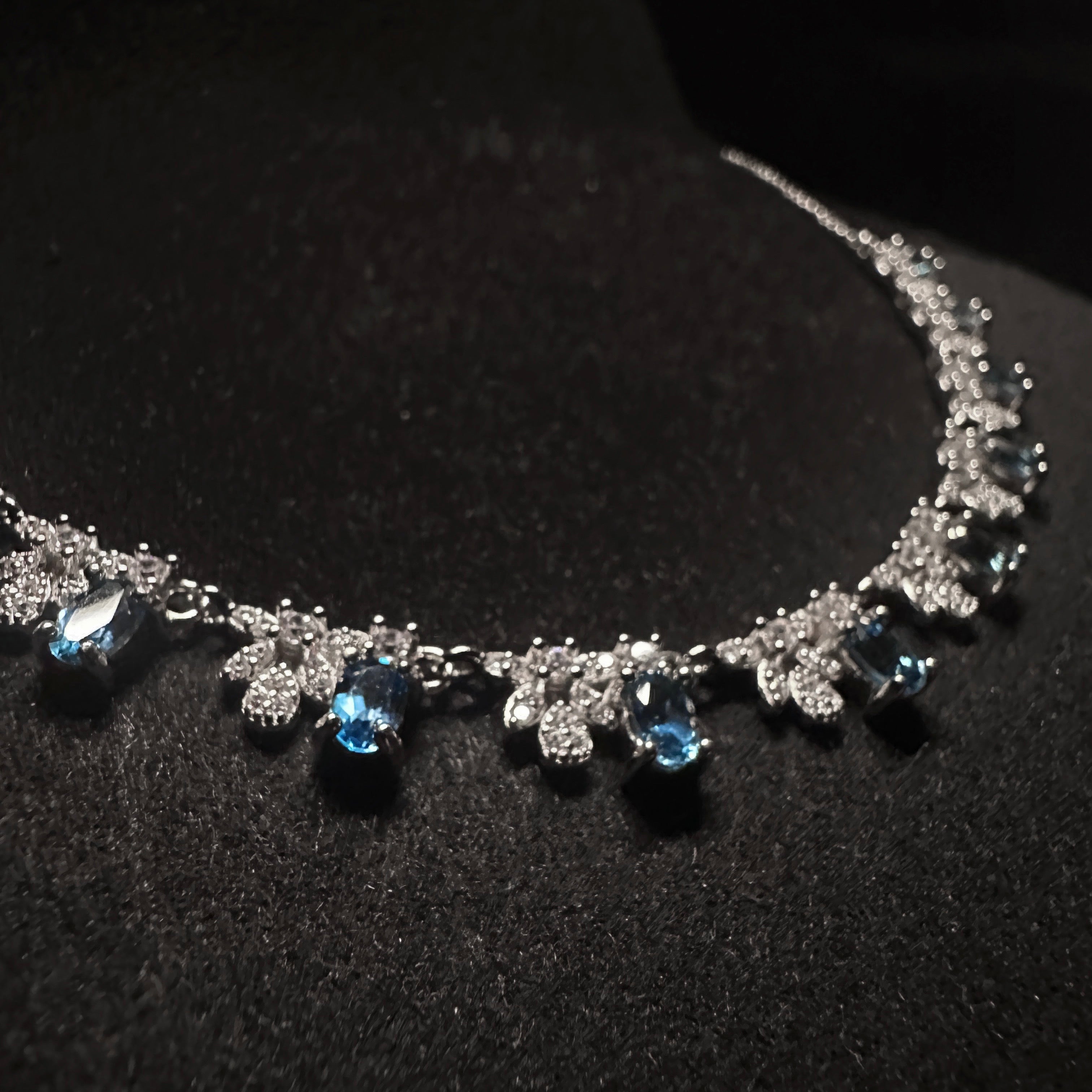 3x5mm Blue Oval Topaz Necklace