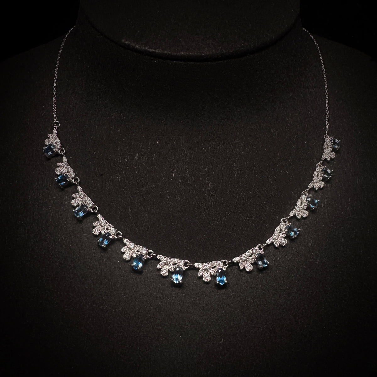 3x5mm Blue Oval Topaz Necklace